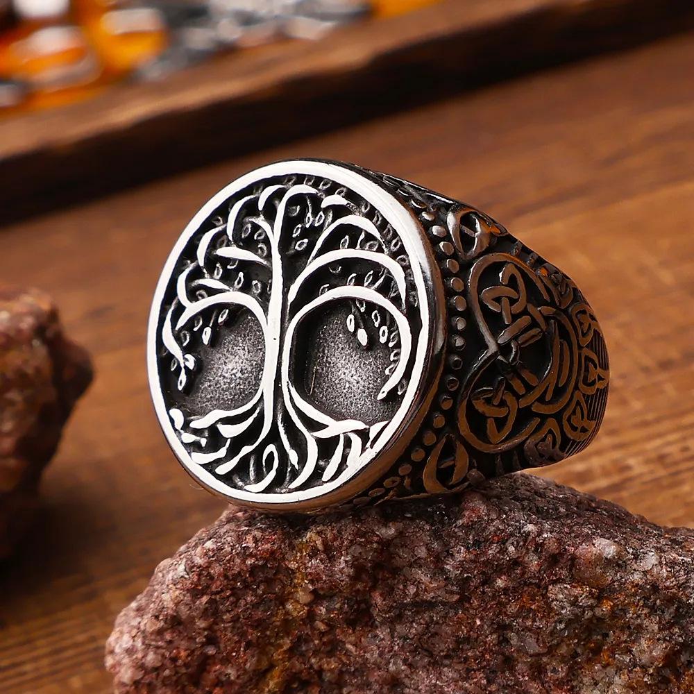 Винтажные кольца-компасы викингов Vegvisir для мужчин из нержавеющей стали, скандинавский амулет Одина и ворона, руническое кольцо, байкерские украшения