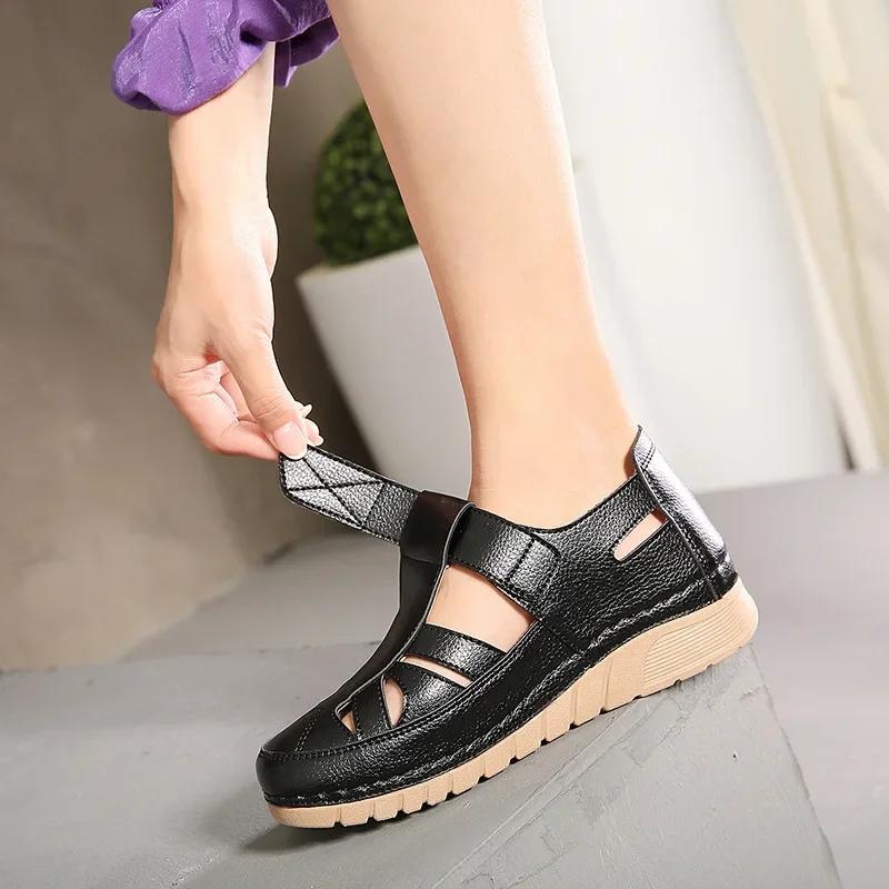 Women Sandals Fashion Baotou Wedge Platform Retro Rome Sandalias Mujer Slip On Beach Shoes Comfortable Ladies Footwear
