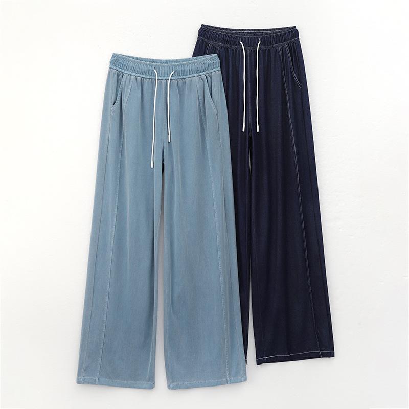 Super Soft Tennis Thin Pants for Women In Summer Washing Tall Elastic Waist Jeans for For Women Relaxed Fit Versatile Straight Pants