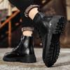 Модные мужские ботильоны, черные повседневные высокие туфли, кроссовки, мужские новые кожаные ботинки, классические мужские мотоциклетные ботинки на молнии, 2023