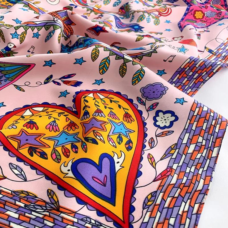 90x90cm Square Scarf for Women Head Shawls and Wraps Luxury Print Neck Scarves Hijab Bandana