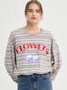 SORRY, TOO MUCH LOVE Flowers Stripe T-Shirt_Gray