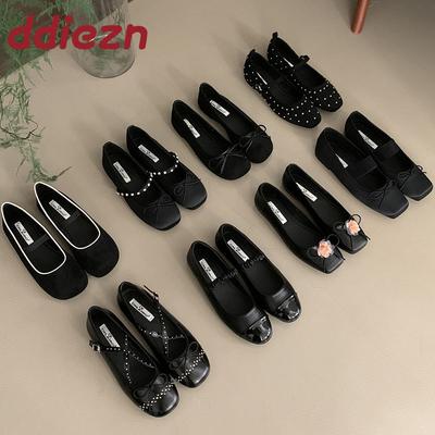 Модная черная обувь женские балетки Мэри Джейн обувь Лолита женские неглубокие ремешок с пряжкой модные балетки женские с бантом