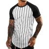 Men's Retro T-shirt Summer Men's 3D Striped Printed Short Sleeved Top