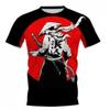Mens Short Sleeve T-Shirt With 3D Samurai Graphic Print Breathable Cotton Blend Streetwear Style