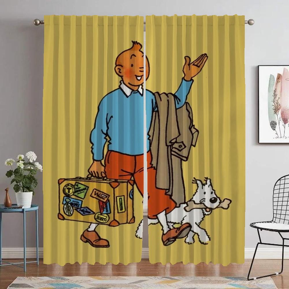 Домашние интерьерные шторы 2 шт. Приключения Тинтина Шторы для гостиной Шторы для спальни Перегородка Кухня Детская