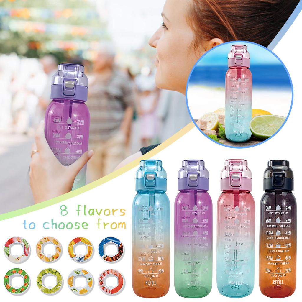 1000ml Bottle, Update Water Bottle Up Set With 8 Capsules Drinking Straw, Outdoor Water Bottle