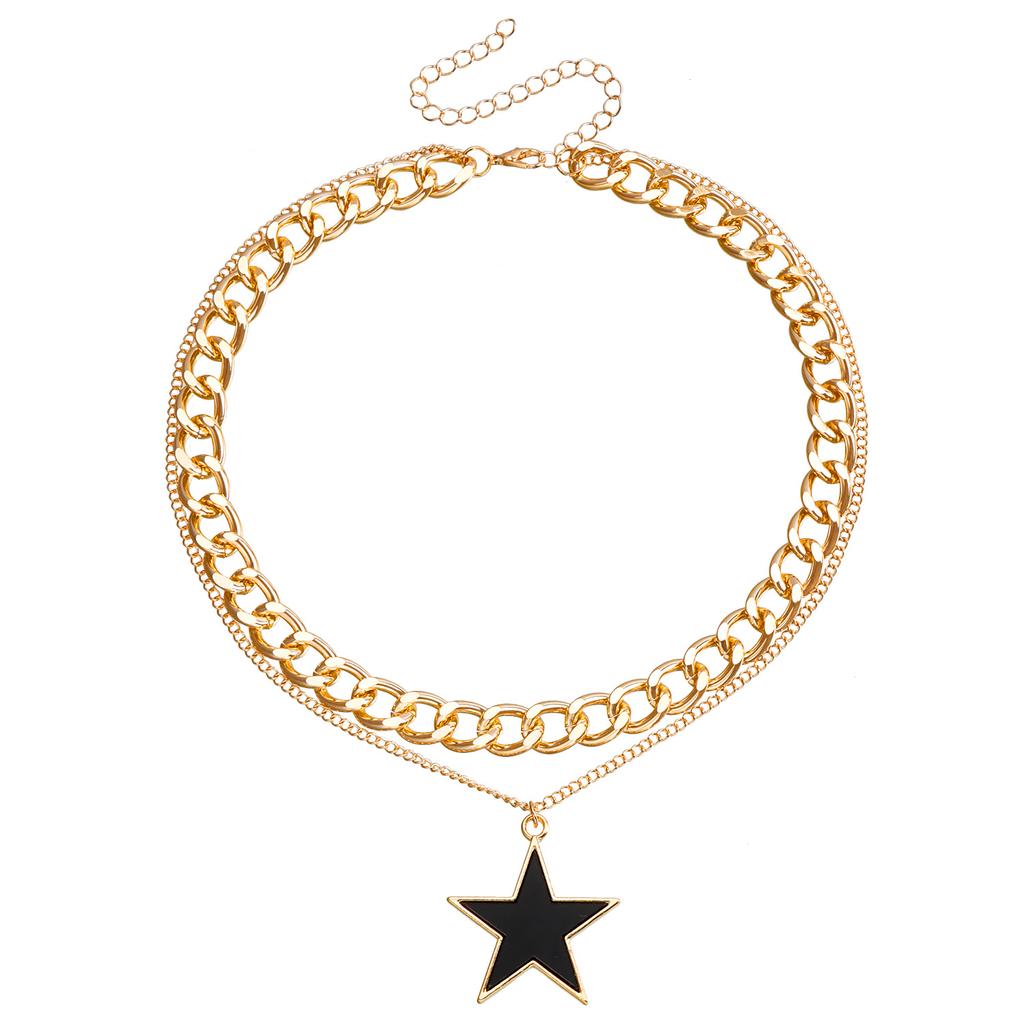 Accessories, Double Black Butterfly Imitation Fritillary Necklace For Women, Temperament Metal Coarse Aluminum Chain Necklace