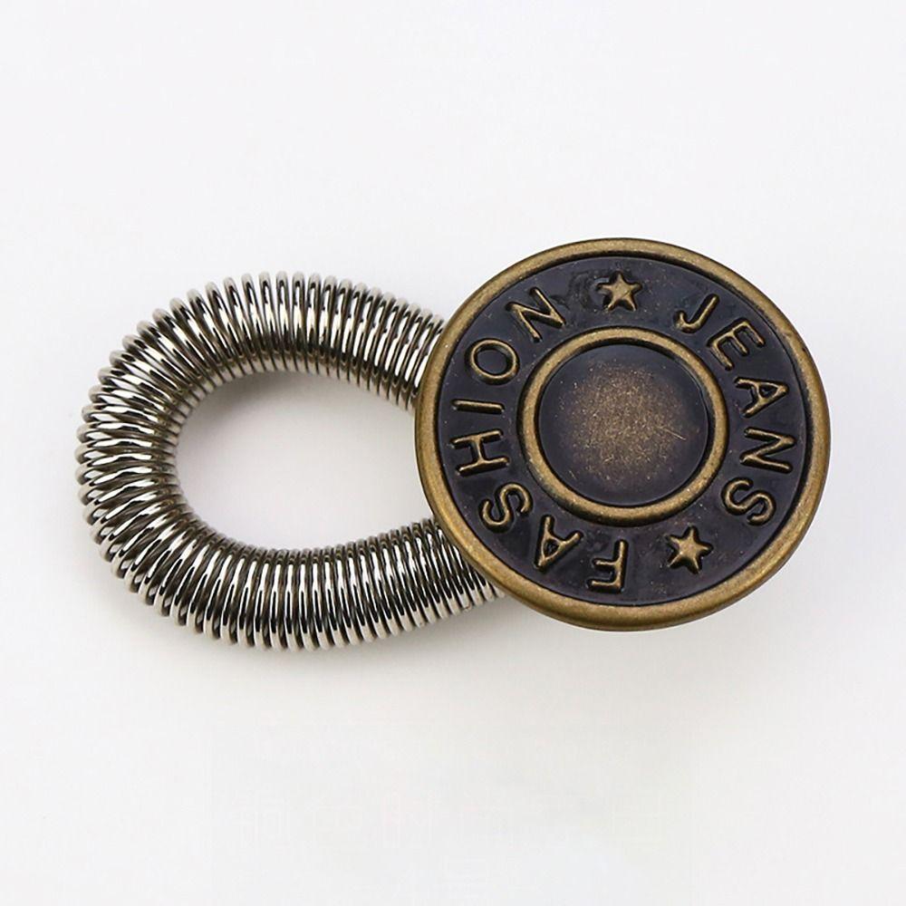 10Pcs Trousers Pants Stretch Waist Extension Metal Elastic Jeans Button Universal Spring Button