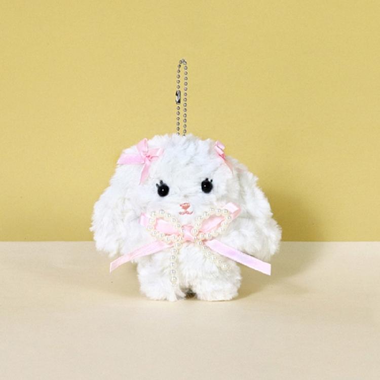 Брелок-кролик с длинными ушами и бантом Плюшевая игрушка Держатель для ключей Стильный аксессуар для студенческой сумки Подарок для девочек и подростков