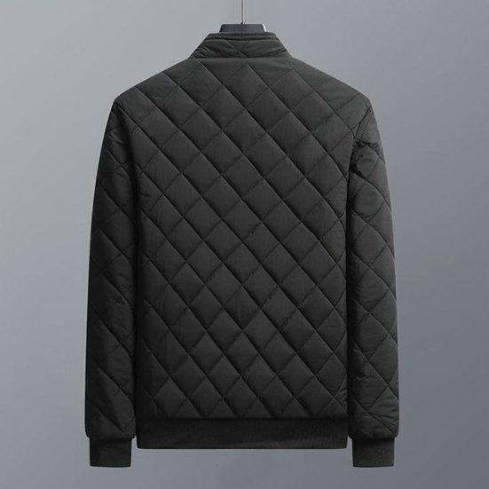 Мужская зимняя однотонная куртка, пальто с воротником-стойкой, карманы с длинными рукавами, планка на молнии, теплое пальто, клетчатая текстура, повседневная верхняя одежда на флисовой подкладке