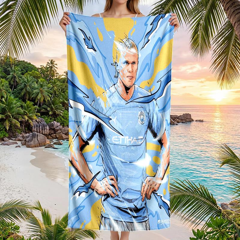 Erling Haaland Beach Towel Soft Microfiber Summer Towel Quick Dry Absorbent Towel for Beach Swimming Pool Travel