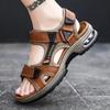 Summer Men's Sandals Leather Men's First Layer Cowhide Gladiator Roman Men's Beach Sandals Cushion Soft Wading Shoes 2024