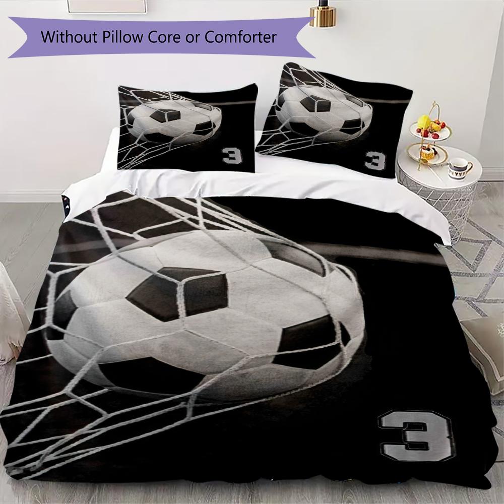 1PC Soccer Football Theme Bedding Quilt Set Quilt Cover Pillowcase Home Decoration Birthday Gift (1 * duvet cover + 3 * pillowcase, without core)A2