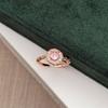Rose Gold Light Luxury Flower Open Ring Pink Diamond Zircon Double G Temperament Exquisite Stacked Ring Woman