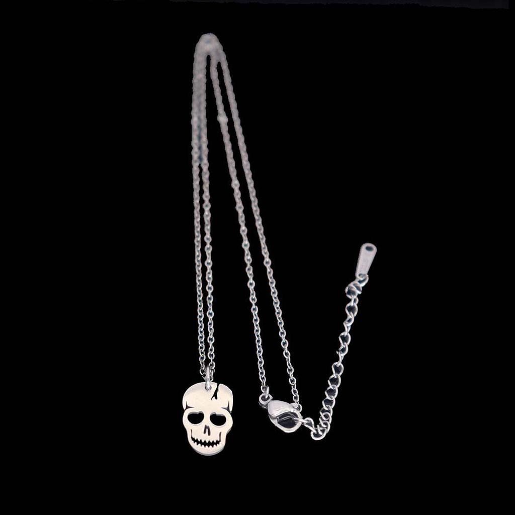 Laser-Cut Stainless Steel Skull Pendant Necklace for Women