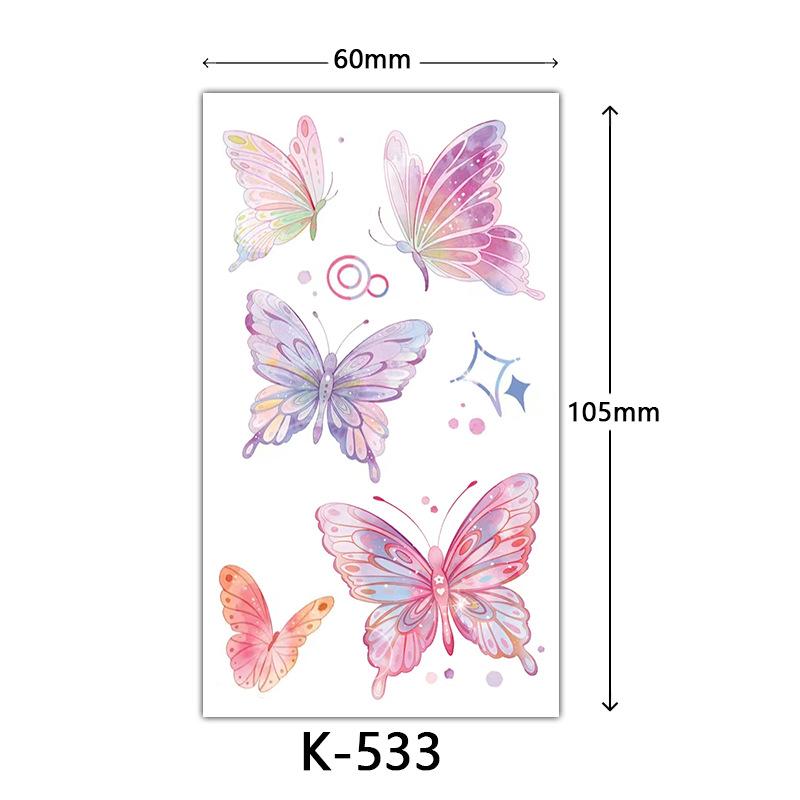 Waterproof Tattoo Stickers: English Letters, Flowers & Butterfly Sketches