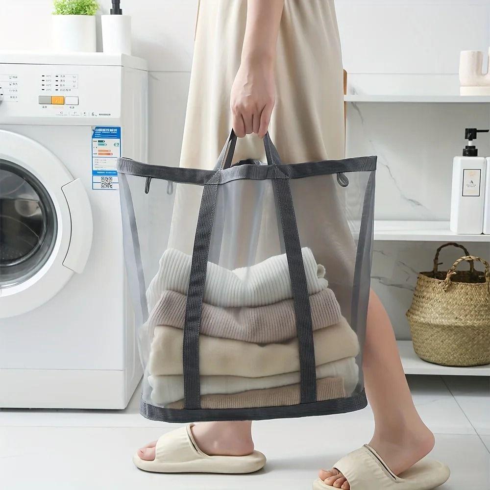 with Handle Dirty Clothes Organizer Wall Mounted Mesh Laundry Hamper  Household