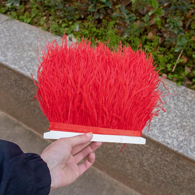 1meter 8 -10cm White Ostrich Feather Trims Natural Black Ostrich Feather For Craft Ribbon Fringe Skirt Party Clothing Plume Decor