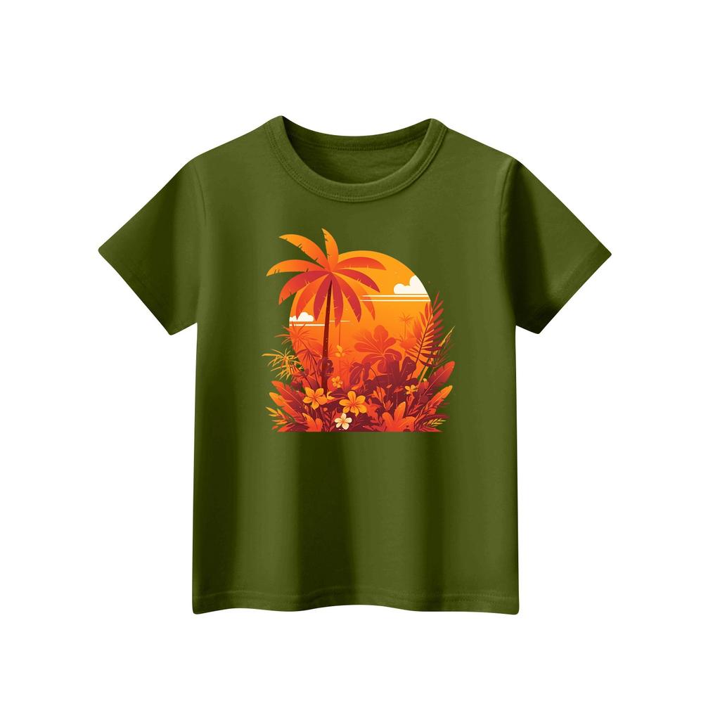 Детская модная повседневная футболка с круглым вырезом и короткими рукавами