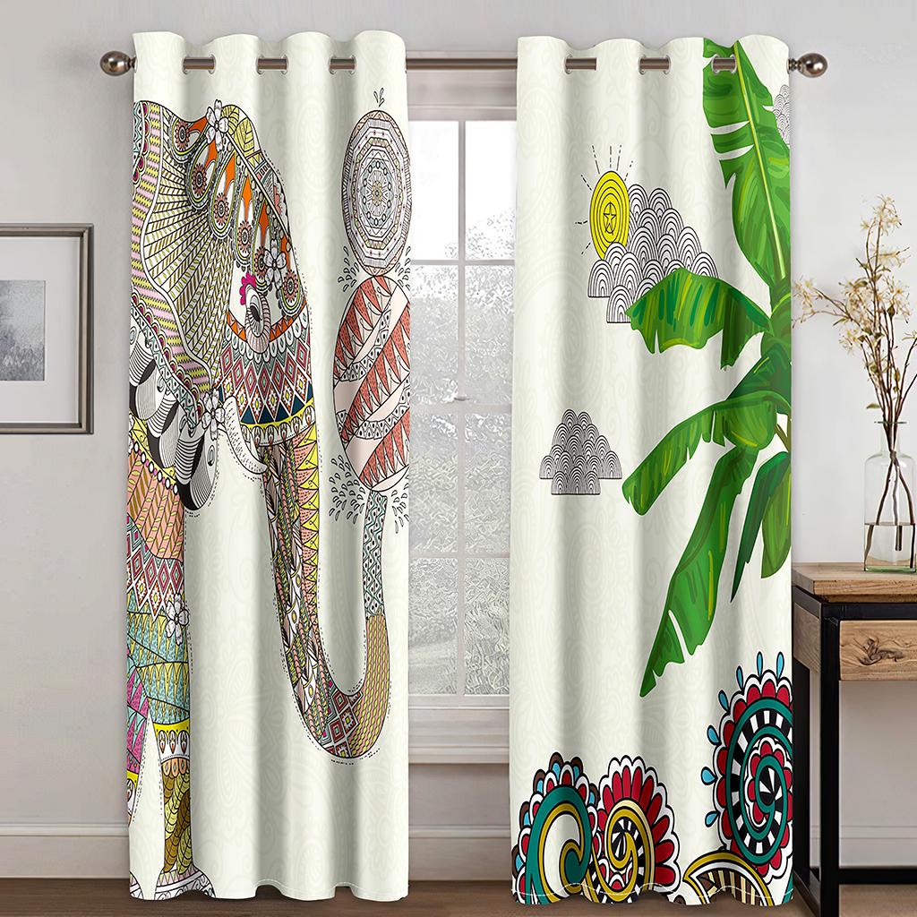 Плотные шторы с изображением животных для спальни, гостиной, оконные шторы, фоновые шторы в стиле бохо, декор(2Панели)Кортинас