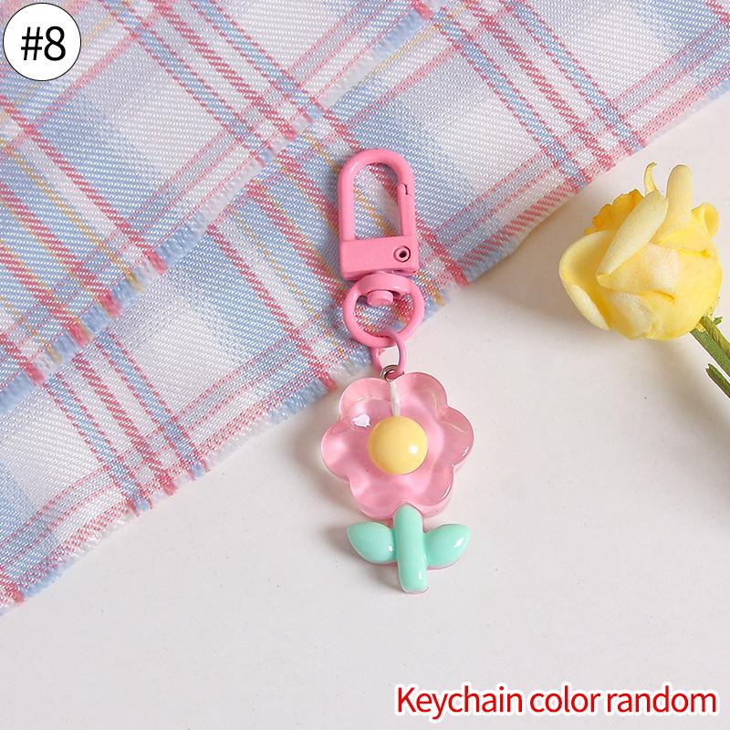 Lovely Sakura Flower Keychain Charm Cute Colored Transparent Flower Keychain Pendant Enamel Bag Hanging Pendent Charms Key Ring