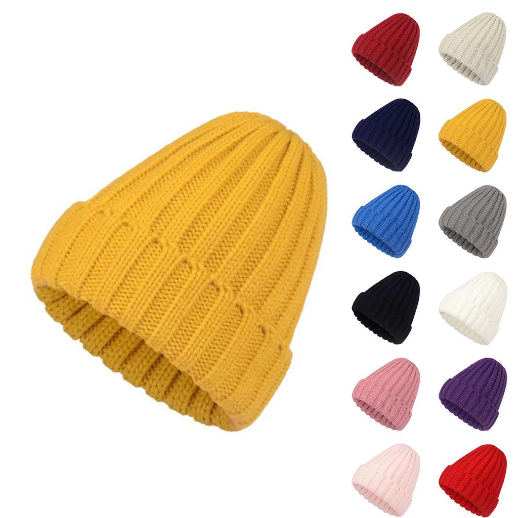 Thickened Knitted Yarn Hat With Flanged Solid Color Pointed Hat, Fashionable And Versatile, Warm Couple's Hat