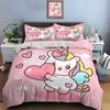 Cute Cartoon Unicorn Print Bedding Set Duvet Cover 1 Duvet Cover 2 Pillowcases Adult And Kids Bedding Set Luxury Holiday Gifts