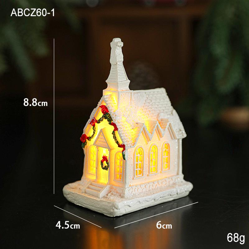 Светящаяся белая смоляная миниатюра снежного домика - рождественский домик для рабочего стола