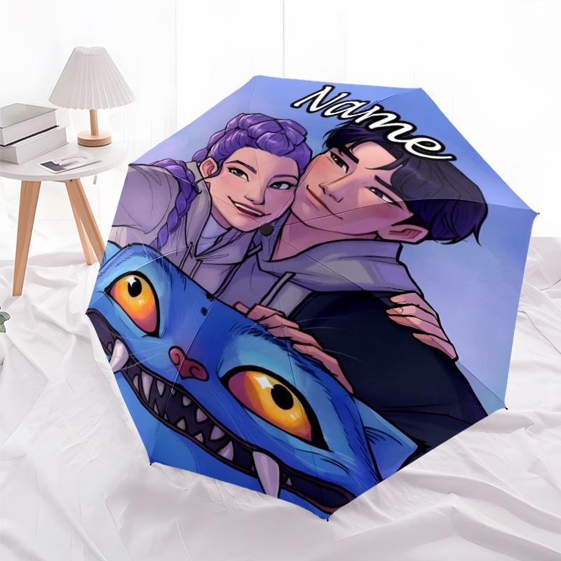 Personalized Name K-KPop Demon Hunters Print Umbrella - Automatic Open/Close, Eight-Rib Durable Frame, Automatic Folding Umbrella