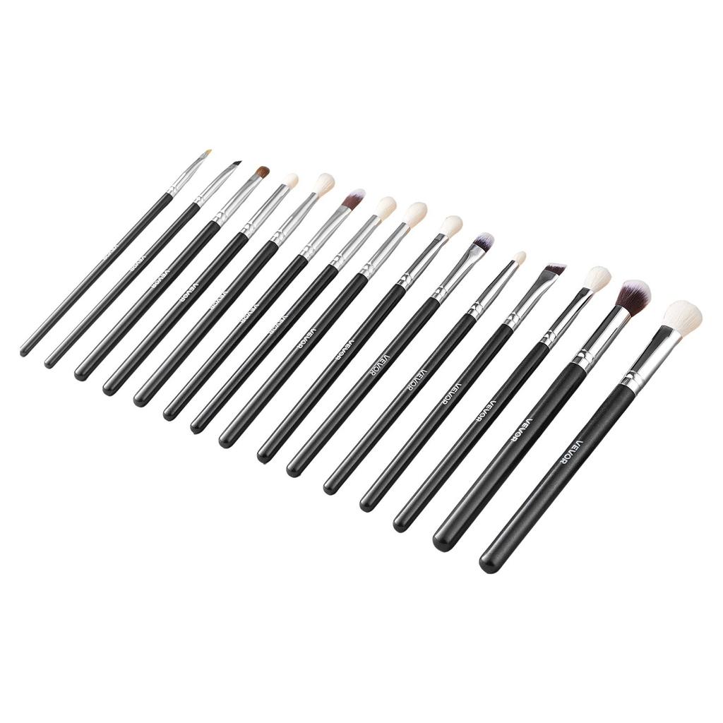 VEVOR 15-Piece Makeup Brush Set for Foundation Blending Eyeshadow, Professional Vegan Brushes with Soft Synthetic Bristles