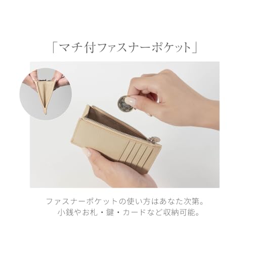 [HIGH FIVE] Fragment Case Cowhide Thin Wallet Card Case Coin Purse Gusseted Smart Wallet Women's Men's Camel