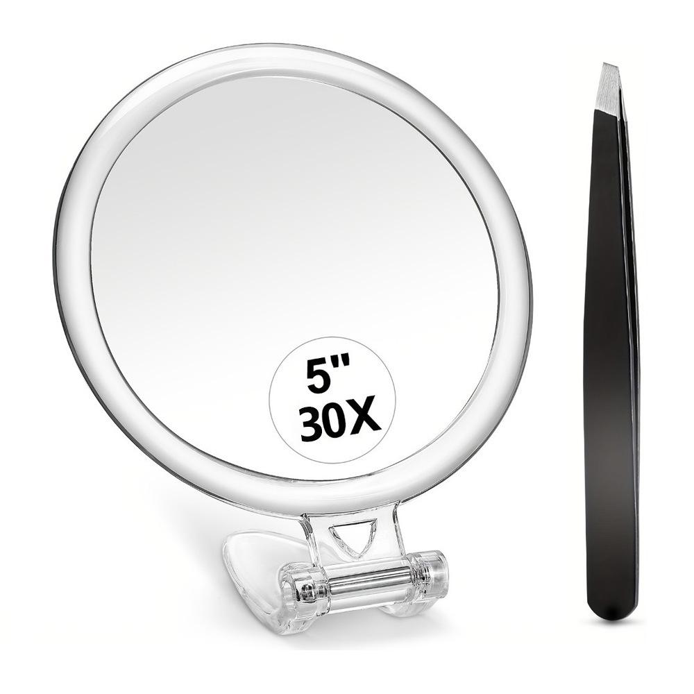 Ручное увеличительное зеркало для макияжа в 30 раз, в 20 раз, в 10 раз, складное двустороннее дорожное зеркало улучшенного качества