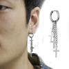 For Men Titanium Steel Tassel Punk Cross Korean Hoop Earrings Women Earrings Drop Dangle Earrings