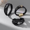 With Metal Magnetic Clasp Classic Single Layer Black 2025 New Hand Woven Leather Bracelet Men's Fashion Business Zircon Gift