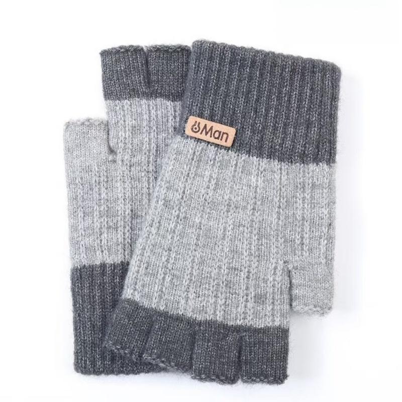 A Pair of Unisex Half-Finger Gloves, Autumn and Winter ted Warm Mid-Cuff Fingerless Mittens, Mittens For Women, Mittens For Women Winter