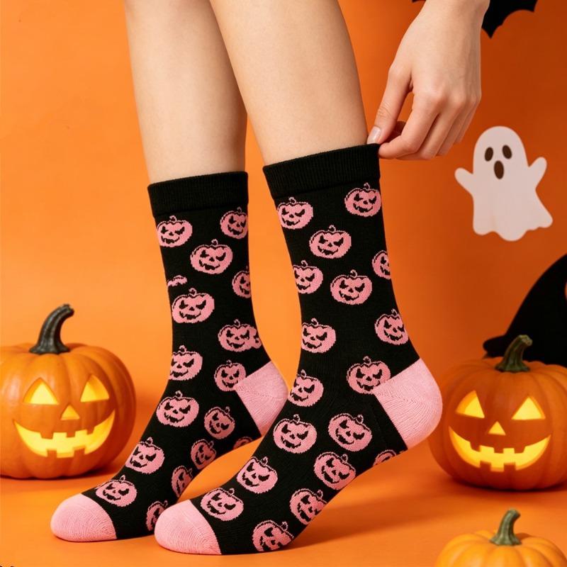 Halloween Men's and Women's Socks New Mid Tube Socks Trendy Socks Amazon Pumpkin Bat Socks