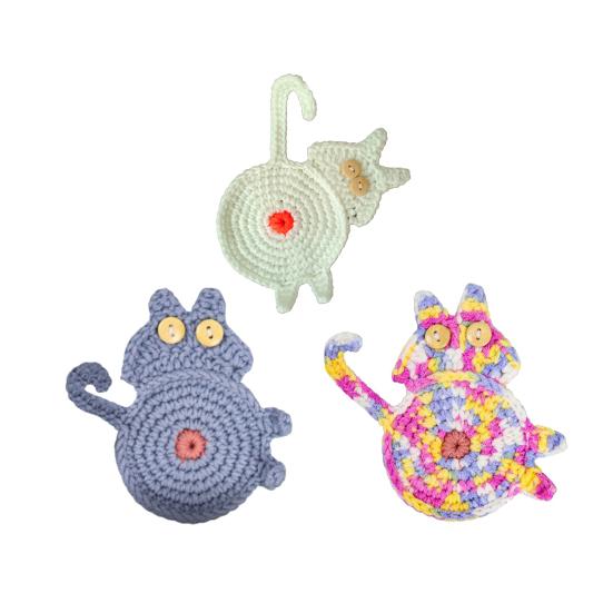 Плетеные вручную подставки для кошек, милые вязаные подставки для кофе в форме кошек, защита столешницы, изоляционный коврик для домашнего офисного декора