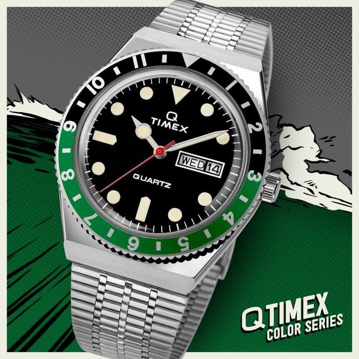 Мужские часы TIMEX Q Черный x Зеленый TW2U60900 Черный/Зеленый (1 счет)