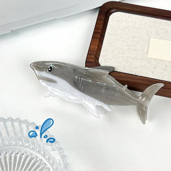 Женская заколка для волос в форме акулы с противоскользящими зубцами из ацетатного материала, заколка для волос с задней головкой, большая заколка для волос, аксессуары для волос