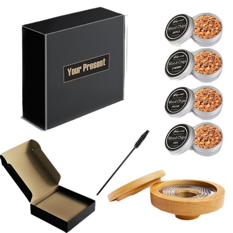 Набор для копчения коктейлей из дуба с щепой и крышкой
