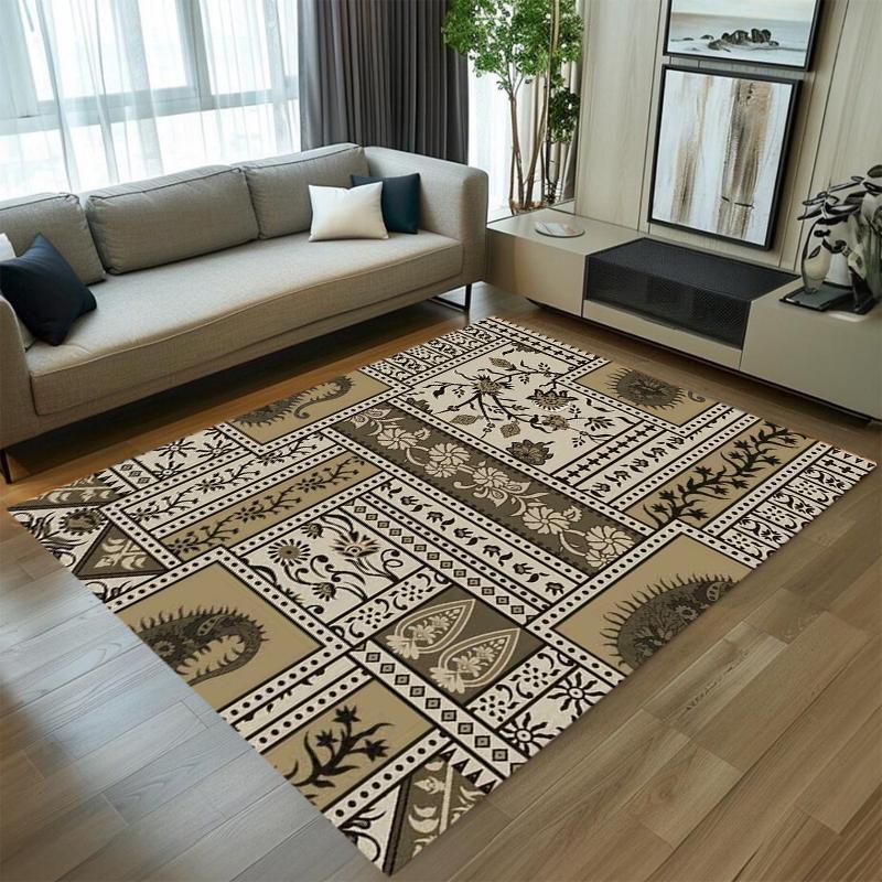 Vintage Patchwork Floral Paisley Rectangular Carpet Bohemian Soft Decorative Floor Mat for Living Room Bedroom Home Decor