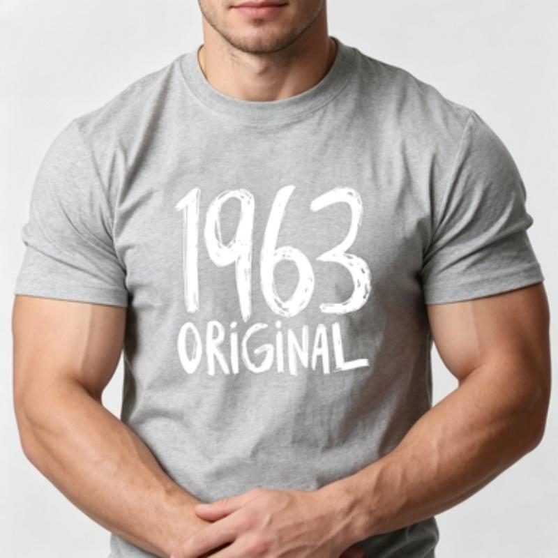Unisex 100 Cotton Vintage Birthday T Shirt 1963 Original Rough Hand Lettering Graphic Print O Neck Short Sleeve Casual Male Tees