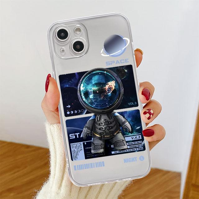 Прозрачный чехол для Apple iPhone 14 11 13 12 Pro 7 8 Plus XR X XS Max 6 6S 13Pro Силиконовый чехол для телефона Механический Астронавт Космос