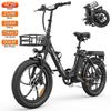 Электровелосипед Allgobike AC20, 20-дюймовые колеса, 250-ваттный мотор, гидравлические дисковые тормоза, 7 скоростей, складной, для взрослых, 48V 20Ah, максимальный запас хода 60 км, максимальная нагрузка 120 кг