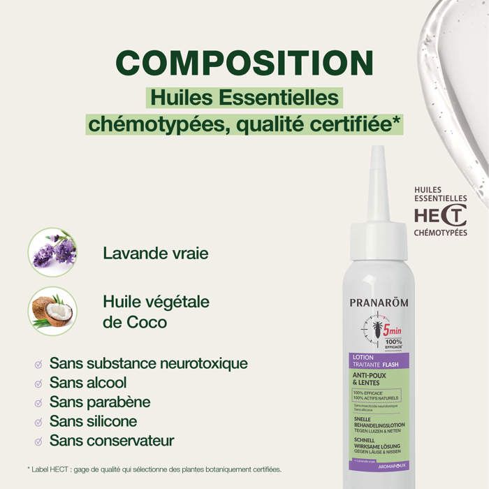 Lotion traitante FLASH anti-poux et lentes - À l'Huile Essentielle de Lavande Vraie BIO