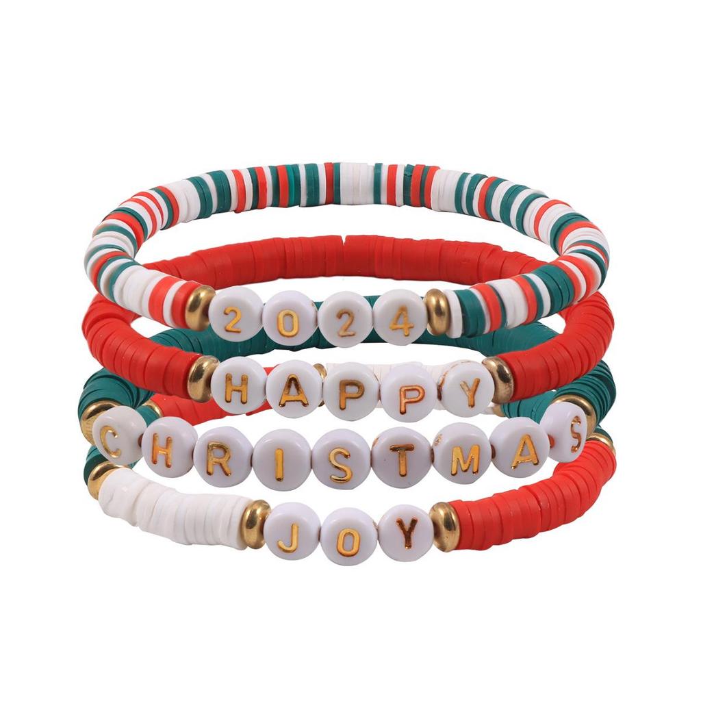 Versatile Colorful Polymer Clay & Acrylic Beaded Christmas Bracelet