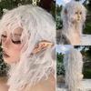 Синтетический парик для косплея, длинный вьющийся с челкой, белый шерстяной рулон, Лолита, женский парик для косплея на Хэллоуин, женский