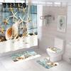 4 шт./компл., занавески для душа с принтом в виде ракушки, морской звезды, океанский пляж, новый набор ковриков для ванной, водонепроницаемая занавеска для ванны, полиэстер, противоскользящий ковер, коврики для туалета