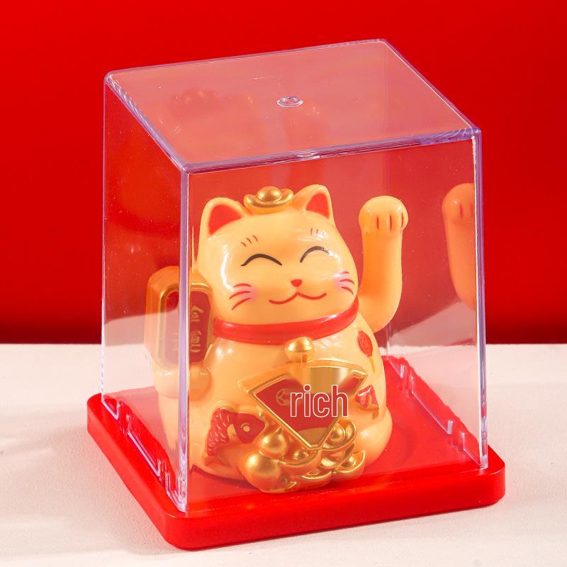 Солнечный машущий Кот Удачи - Автоматический Кот Удачи для Дома, Рабочего Стола или Декора Автомобиля